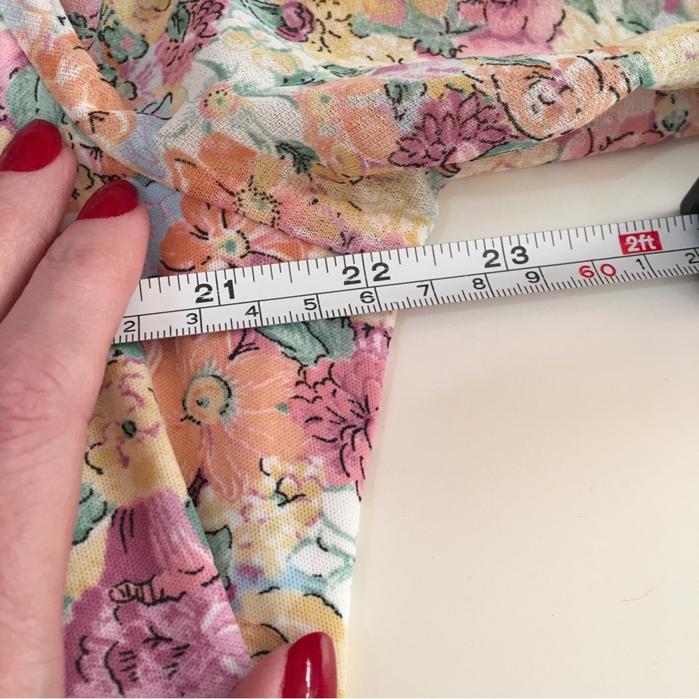Vintage 60 70 Cottagecore Pastel Floral Peasant Midi Dress Poet sleeves - Picture 16 of 16